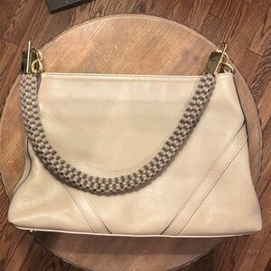 Isadora Tan Embossed Leather Tote Shoulder Bag Made in Italy